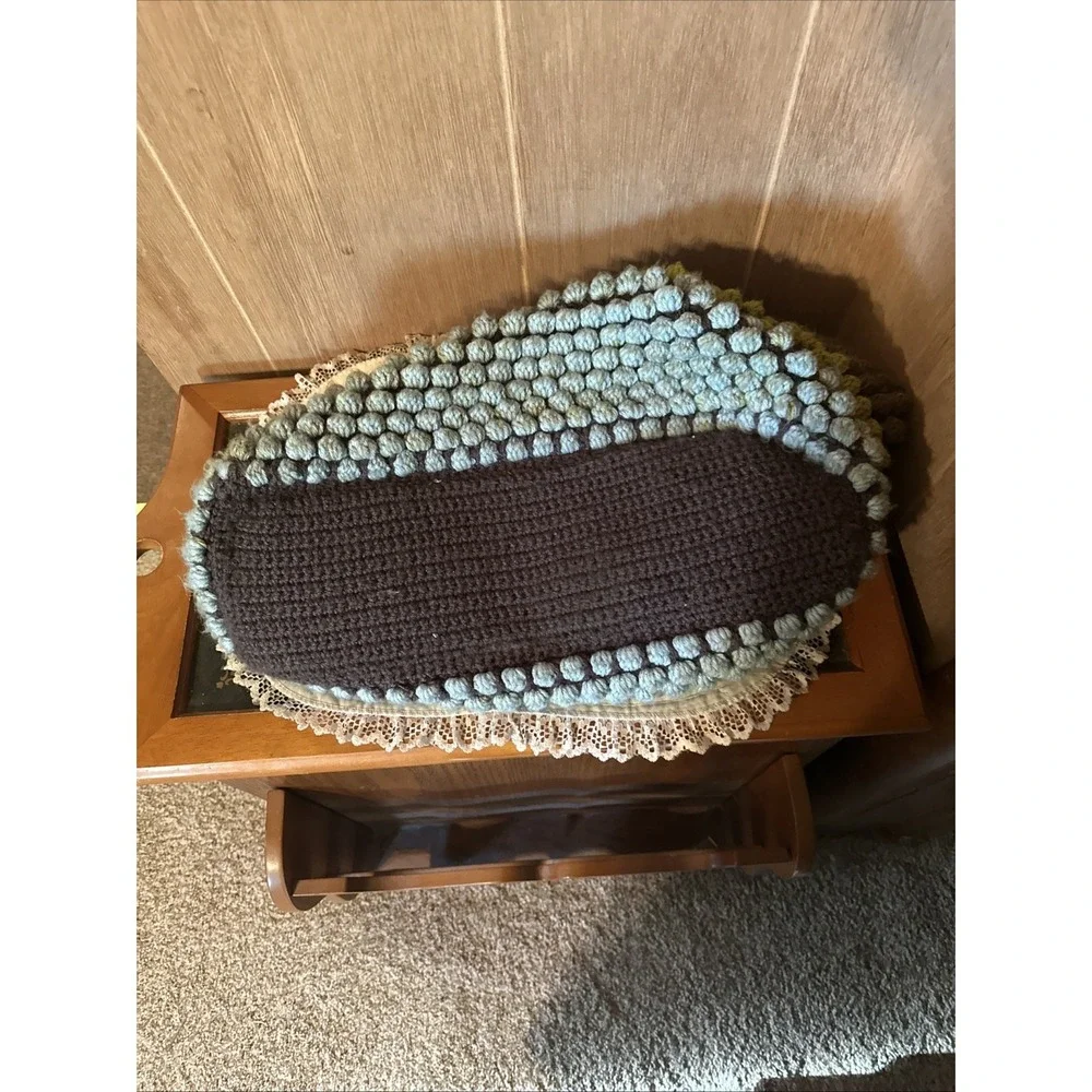 Vintage‎ LargeDouble Handled Crochet Bubble Stitch Hobo Bohemian Style Handbag